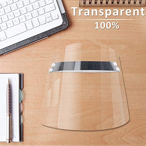Protective Transparent Adjustable Shield Anti-saliva Windproof Dustproof Hat Full Face Shield Protect Eyes and Face with Protective Clear Film Elastic Band