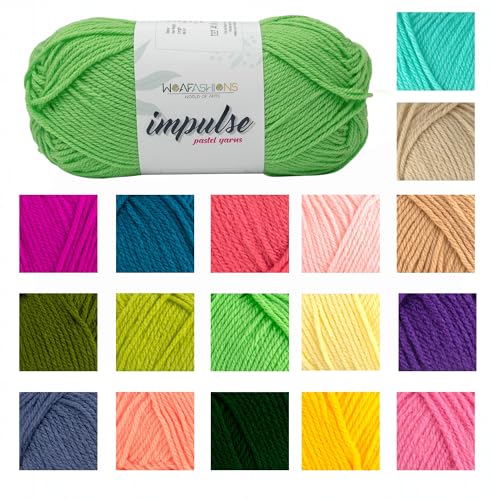 Image of WOAFashions Impulse Hand Knitting & Crochet Yarn, Premium Acrylic, 4 : Medium (Lime) (100gms / 3.5oz / 200mtr / 218yds)