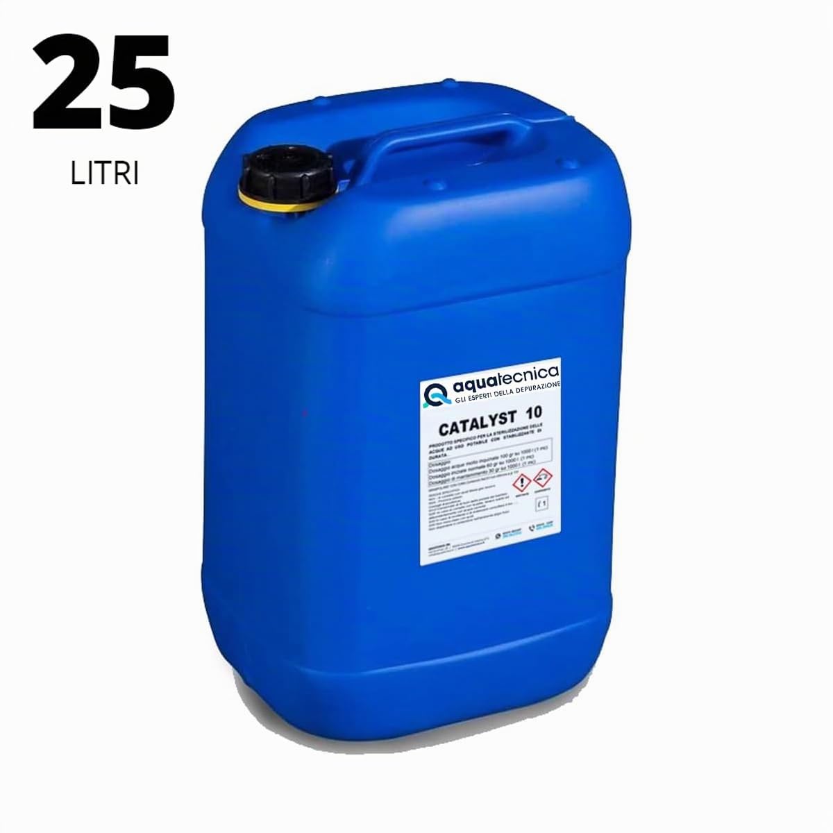 AcquaHome® Catalyst 10 – Cloro líquido para desinfección y desinfección de aguas potables y no potables, esterilización de piscinas pozos de tanques – Bidón de 25 litros