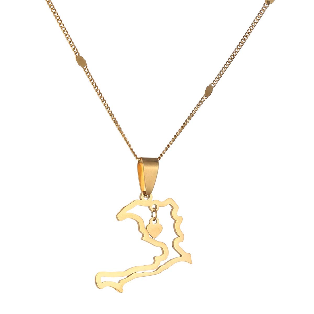 Stainless Steel Haiti Heart Map Pendant Necklace for Women Map of Haiti Chain Jewelry