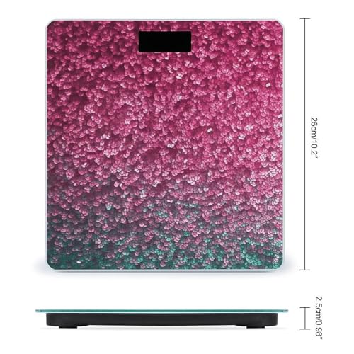 Báscula digital rosa con glitter y pantalla LCD retroiluminada miniatura 2