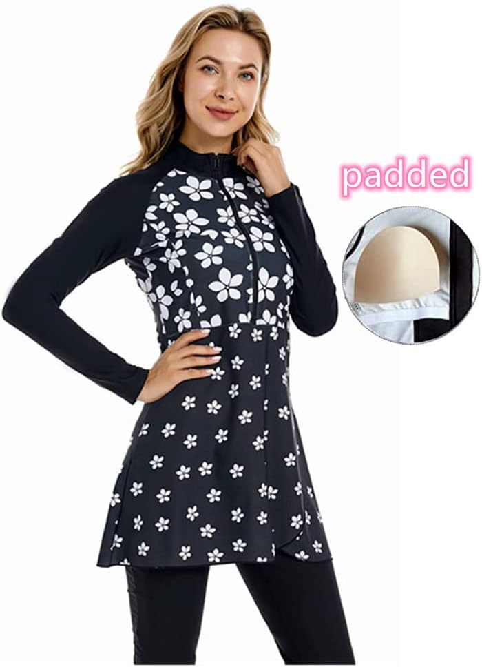 TianMaiGeLun Muslim Swimsuits for Women 3 Pcs Long Sleeve Modest Swimwear Islamic Arabic Swimming Suit Burkinis Costume Hijab