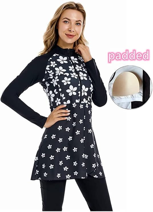 Muslim Swimsuits for Women Long Sleeve Modest Swimwear Arabic Swimming Costume Plus Size Burkini
