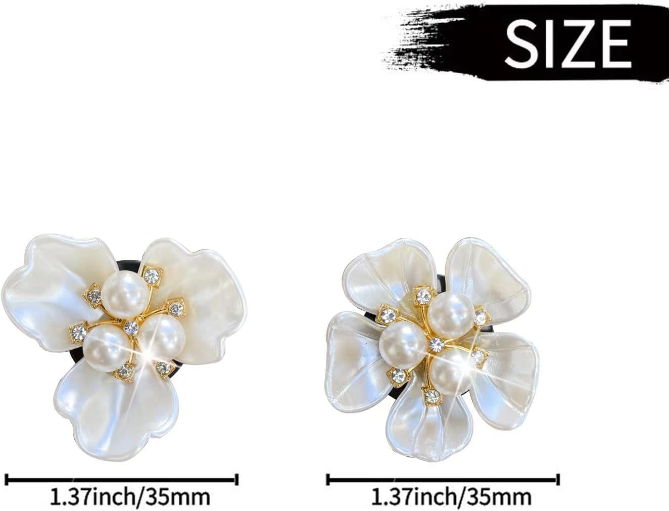 Bling Daisy 6 Pcs Pearl Flower Air Vent Clips - Cute Car Diffuser Vent Clip Rhinestone Decoration - White