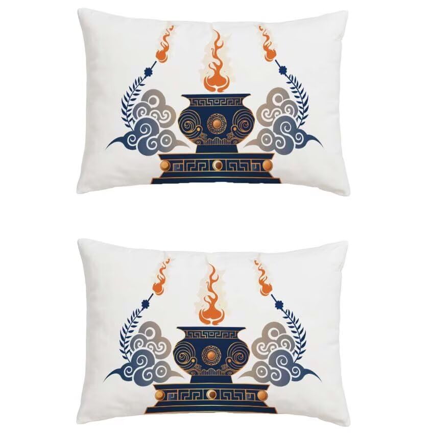 Housse coussin exterieur bleu marine imperméable lin 50x90