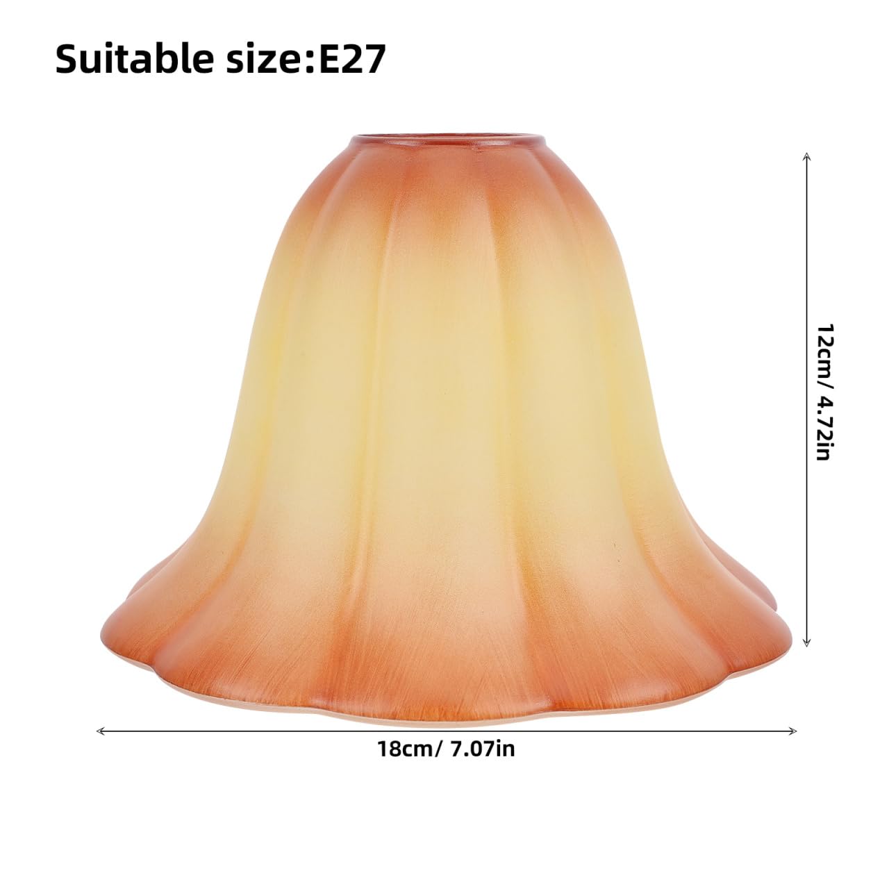 Holibanna Glass Lampshade: Flower Stripe Lampshade Amber Glass