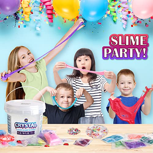 4 Lb Huge Glassy Clear Slime Bucket Toy For Kids, Funkidz 64 Fl Oz Premade Big Crystal Slime Pack Gift With 29 Sets Add-Ins Jumbo Slime Kit For Girls Boys Party Present #TOP5