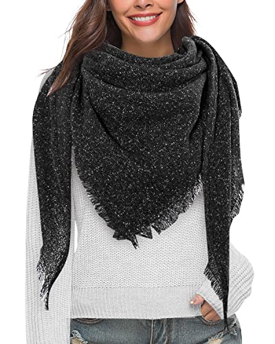 heekpek Bufandas Mujer Invierno Chales Cálido Moda Bufandas Largas de Invierno Chal Borla (negro)