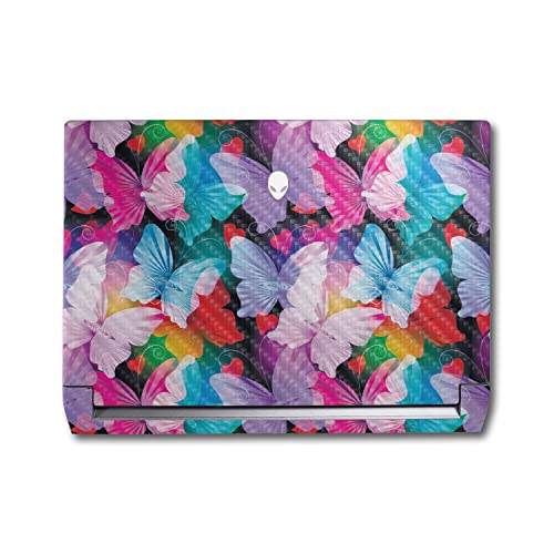 Image of MightySkins Carbon Fiber Skin Compatible with Alienware M17 R5 (2022) Full Wrap Kit - Prismatic Butterflies | Protective, Durable Textured Carbon Fiber Finish | Easy to Apply | Made in The USA