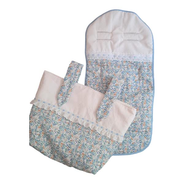 Conjunto universal de colchoneta y bolsa de carro de flores (Azul)