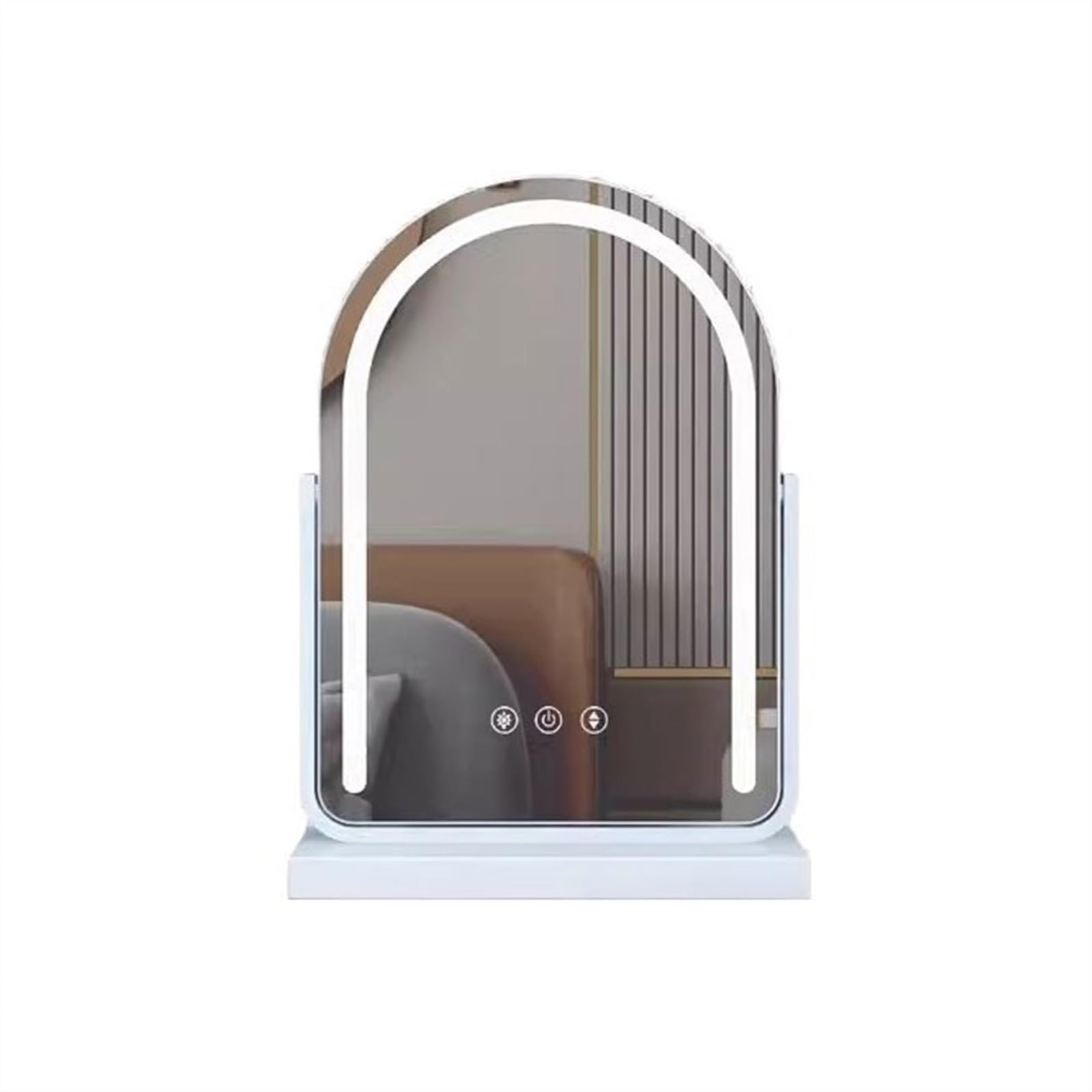 LJHFG63KUYT Vanity Mirror Desktop Led Light Vanity Mirror Dressing Table With Lights Rotating European Style Senior Luxury Bedroom Fill Household Personal(White)