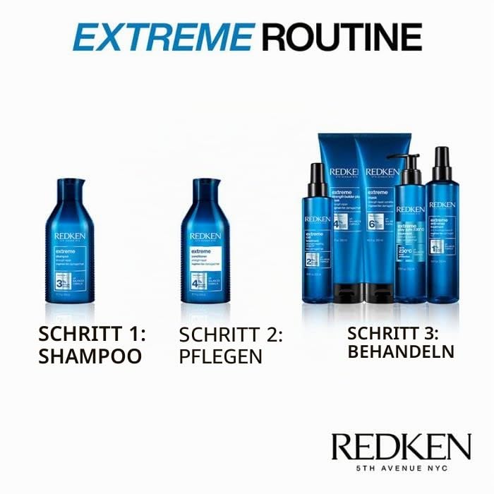 Redken Pflegeset mit Shampoo, Conditioner & Haarmaske für sprödes und geschädigtes Haar, Anti Haarbruch, Mit Interlock Protein Network, Extreme