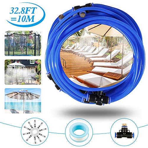 infinitoo Système de brumisation, Système de brumisateur extérieur, Brumisateur de terrasse, Kit de brumisation Idéal pour système d'irrigation pour parasol, gazebo, serre, jardin, piscine, etc. (10M)