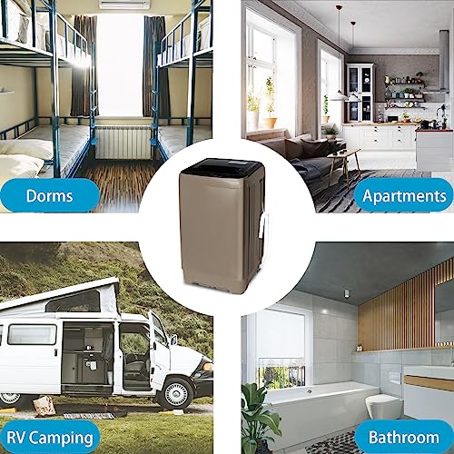 Anukis Fully Automatic Portable Washing Machine, 13 lbs Capacity Compact Laundry Washer with Drain Pump 10 Wash Program & 8 Water Levels for Apartment, Dorm, RV, Gold