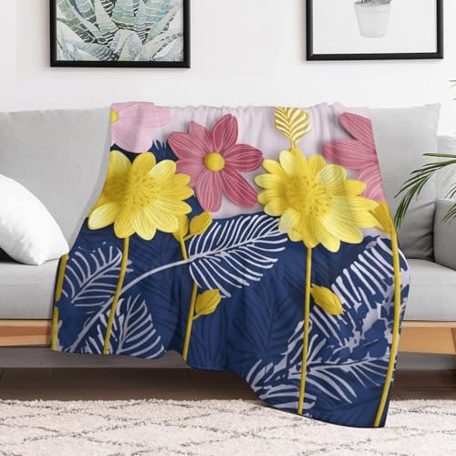 Couverture en flanelle douce jeté de lit imprimé fleurs pour camping - 6
