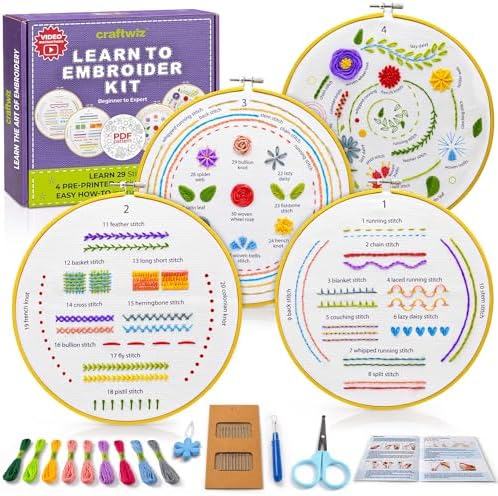 Craftwiz 4-Piece Starter Embroidery Kit for Beginners and Expert ...