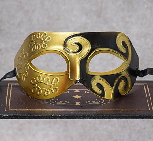 Roman Greek Mens Venetian Masks Masquerade Mask Halloween Costume Dress Ball Party Decoration Supplies (Golden+Black)
