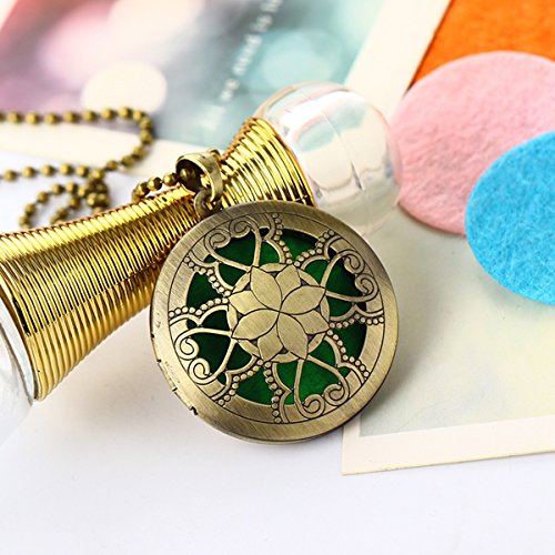 Colar Difusor de Óleo Essencial Aromaterapia da Housweety - Pingente de medalhão luminoso - 5 refis