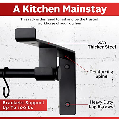 Mildenhall Hanging Pot Rack 3-In-1 Size Options - Wall Mount Cookware Organizer Rack - Sturdy Steel Construction - Farmhouse Style Kitchen Storage For Pots, Pans, Utensils (Board Not Included) #TOP3