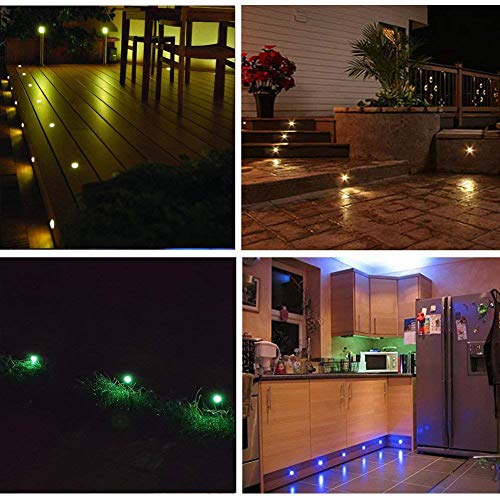 Qaca 20Pcs Low Voltage Led Deck Lights Kits Multi-Color Rgb Stainless Steel Waterproof Outdoor Recessed Wood Decoration Lamps Landscape Pathway Patio Step Stairs Led In-Ground Lighting(Silver Border) #TOP2