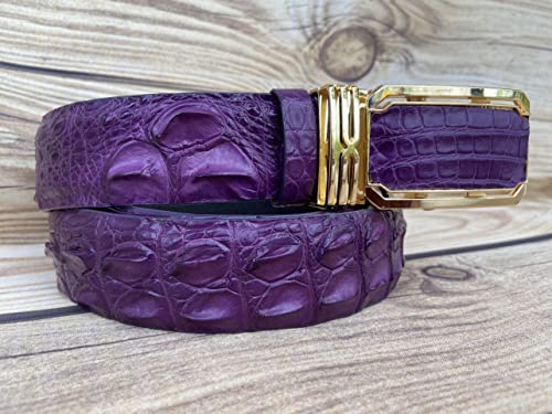 Genuine Purple Crocodile Alligator Leather Belt Mens Witdh 3.8cm, Handmade Leather Belt Men, Customize Belt2