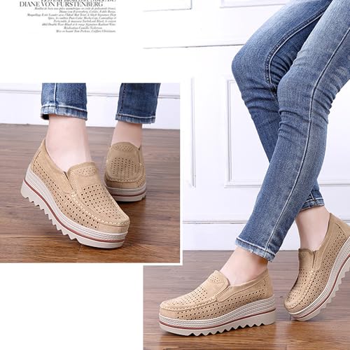 Image of YING LAN Women Slip On Loafers Comfort Suede Moccasins Wide Low Top Shoes
