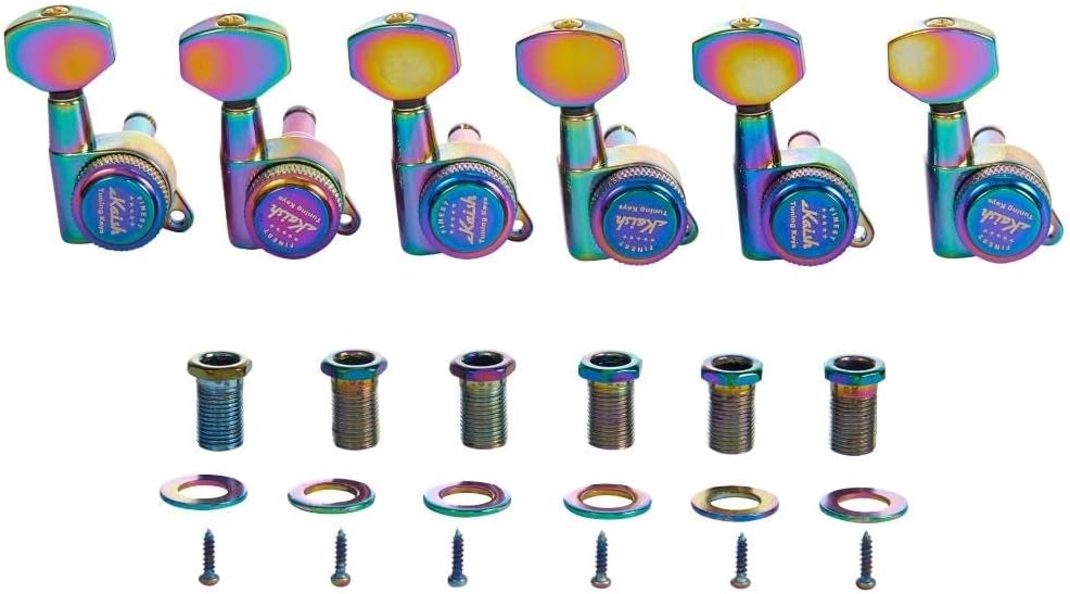 KAISH 18:1 Locking Tuners Tuning Keys Guitar Locking Tuning Machines with Mini Contemporary Buttons for ST/TL/LP/SG guitars Burnt Chrome