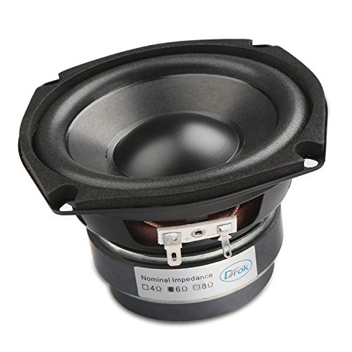 Image of DROK 4.5 inch 6 Ohm Hifi Subwoofer Speakers Stereo Audio Loudspeaker, 40W Dual Magnetic Loudspeaker with Good Bass for Audiophiles DIY Desktop Computer Speakers, Great Replacement for Sound System