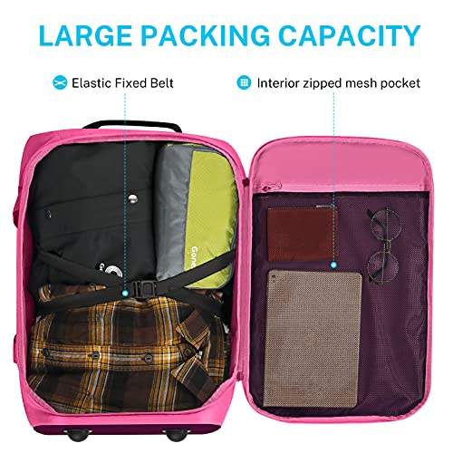 Gonex Rolling Duffle Bag with Wheels, 50L Travel Carry On Wheeled Duffel Luggage with Rollers 22 Inch, Rose Red