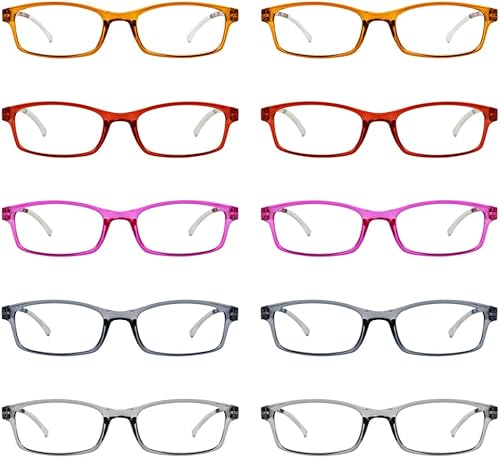 Eyekepper Paquete de 5 lentes de lectura con diseño Metalless para mujer, bisagras de resorte sin tornillos, +2.5