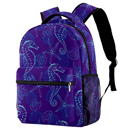 Sac à dos de voyage motif conque bleu marine et violet pour homme et femme