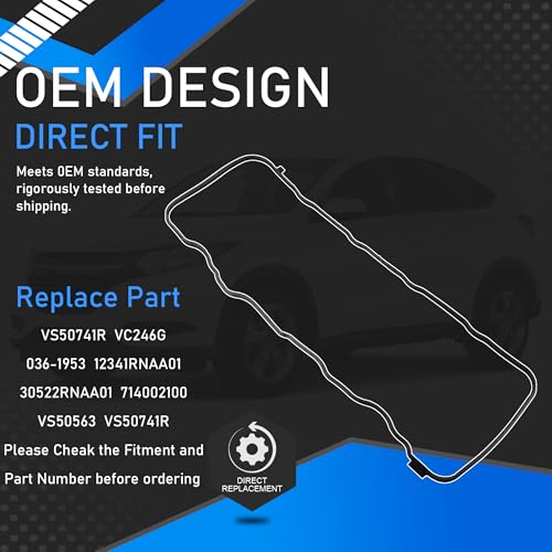 Image of Engine Valve Cover Gasket Set Compatible with 2006-2015 Honda Civic 2016-2017 HR-V 2013-2015 Acura ILX Replaces VS50741R VC246G 036-1953 12341RNAA01 30522RNAA01 714002100 VS50563 VS50741R