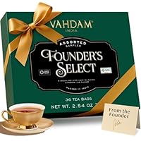 VAHDAM, Founders Select – Assortimento di Tè, Scatola Regalo di Tè di (6 Gusti, 36 Bustine di Tè) | Scatola di Infusione di Tè con una Varietà di Tè | Assortimento Regalo di Tè