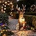 YeahBoom Weihnachtsdeko Hirsch Mit LED Laterne,Weihnachtsdeko Aussen Figuren,Gartenfigur REH,Gartendeko Figuren Elch,Gartenfiguren aus Kunstharz,Weihnachtsdeko Aussen,Gartenfiguren für Außen