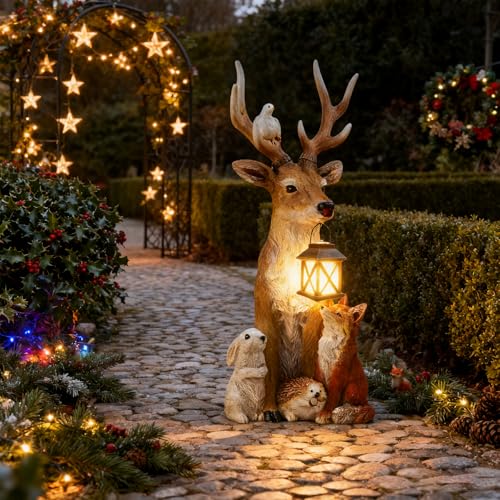 YeahBoom Weihnachtsdeko Hirsch Mit LED Laterne,Weihnachtsdeko Aussen...