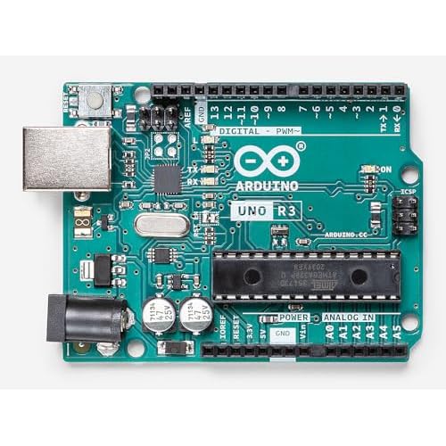 Arduino Uno REV3 [A000066] – ATmega328P Microcontroller, 16MHz, 14 Digital I/O Pins, 6 Analog Inputs, 32KB Flash, USB Connectivity, Compatible with Arduino IDE for DIY Projects and Prototyping