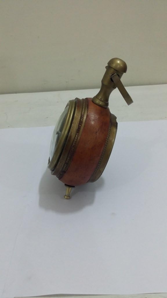 THOR INSTRUMENTS Nautical Maritime ~ Brass Clock with RED Leather Desktop ~ Small Table Clock ~ Working Rustic Vintage Home Decor Gifts