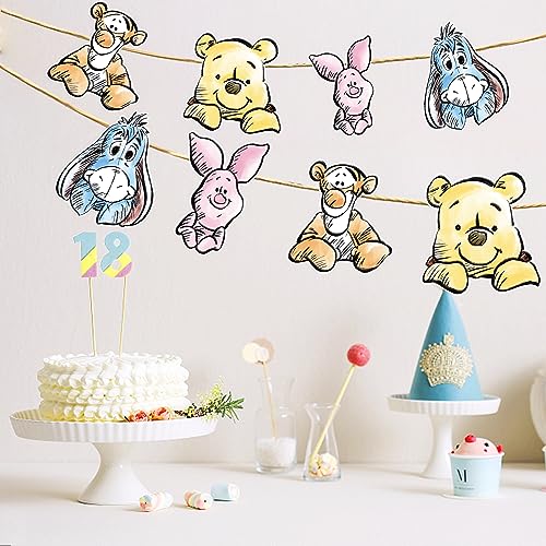 CORODER Winnie Banner For Baby Shower Decorations Birthday Banner Party Decoration Party Supplies(8PCS)