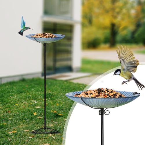 OUISJYER Banheiras de vidro para pássaros montadas em deck para ambientes externos, tigela de banho