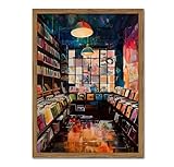 Vintage Album Record Wall Art Retro Album Cover Record Store Wall Painting Decor Modern Trendy Music Poster Canvas Prints for Living Room Bedroom Dorm 12x16 inch Wood Framed