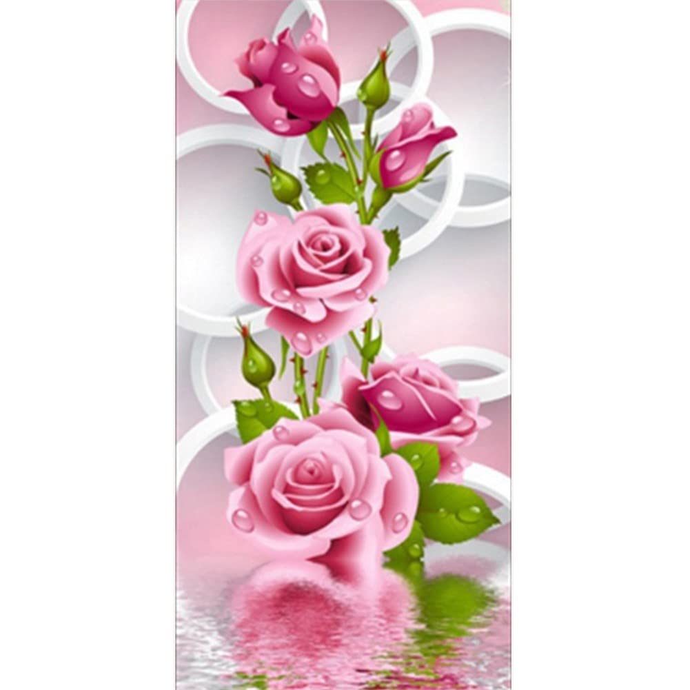 Diamant painting 5D kit complet grand tableau salon rose