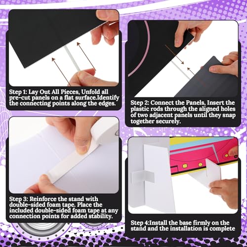 Image of 6 Pcs 80s 90s Stand Party Decorations Set with Sturdy Bases Big Yard Sign for Themed Party Baby Shower, Photo Booth Props Indoor Outdoor