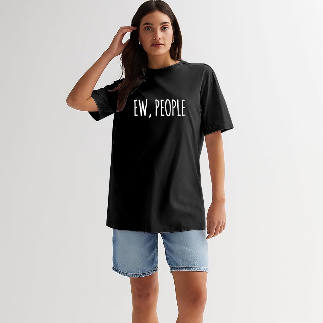 EW,People Roundneck Half Sleeve 100% Cotton Baggy Fit Casual Special Ocation Women T-Shirt-picture-16
