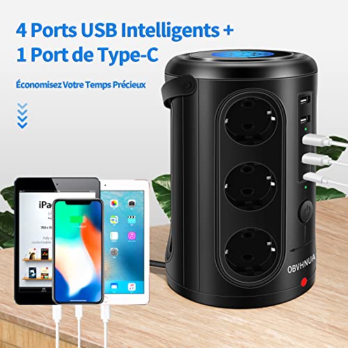 Tour Multiprise Parafoudre avec Cordon de 3M, Multiprise (2500W-10A