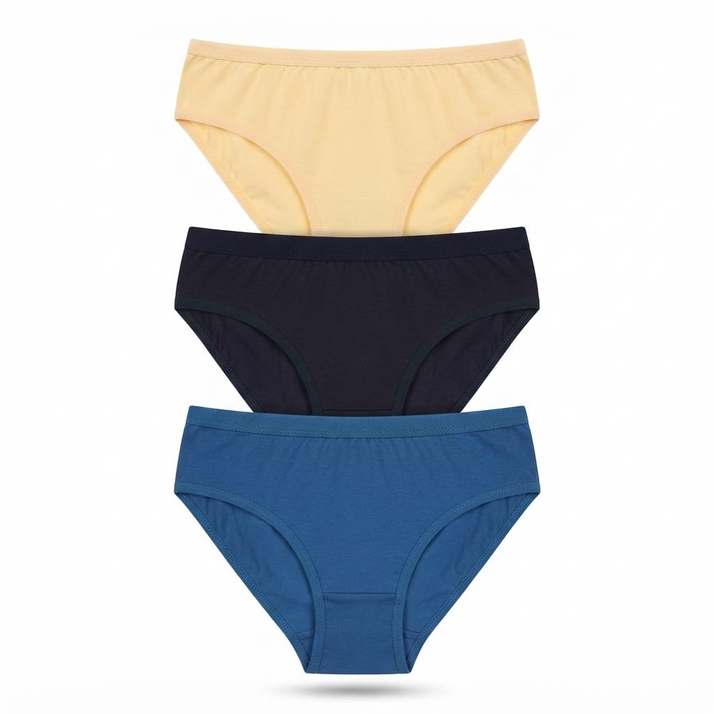 Women's 100% Cotton Bikini Panties| Women Panty | Soft & Breathable Mid Rise Briefs Comfortable Panty | Pack of 3 (Multicolor)-image-33