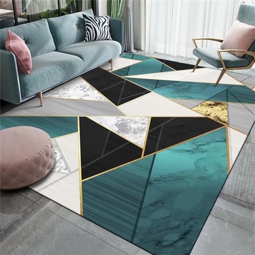Tapis chambre de garçon vert avec motif géométrique moderne 140x210cm