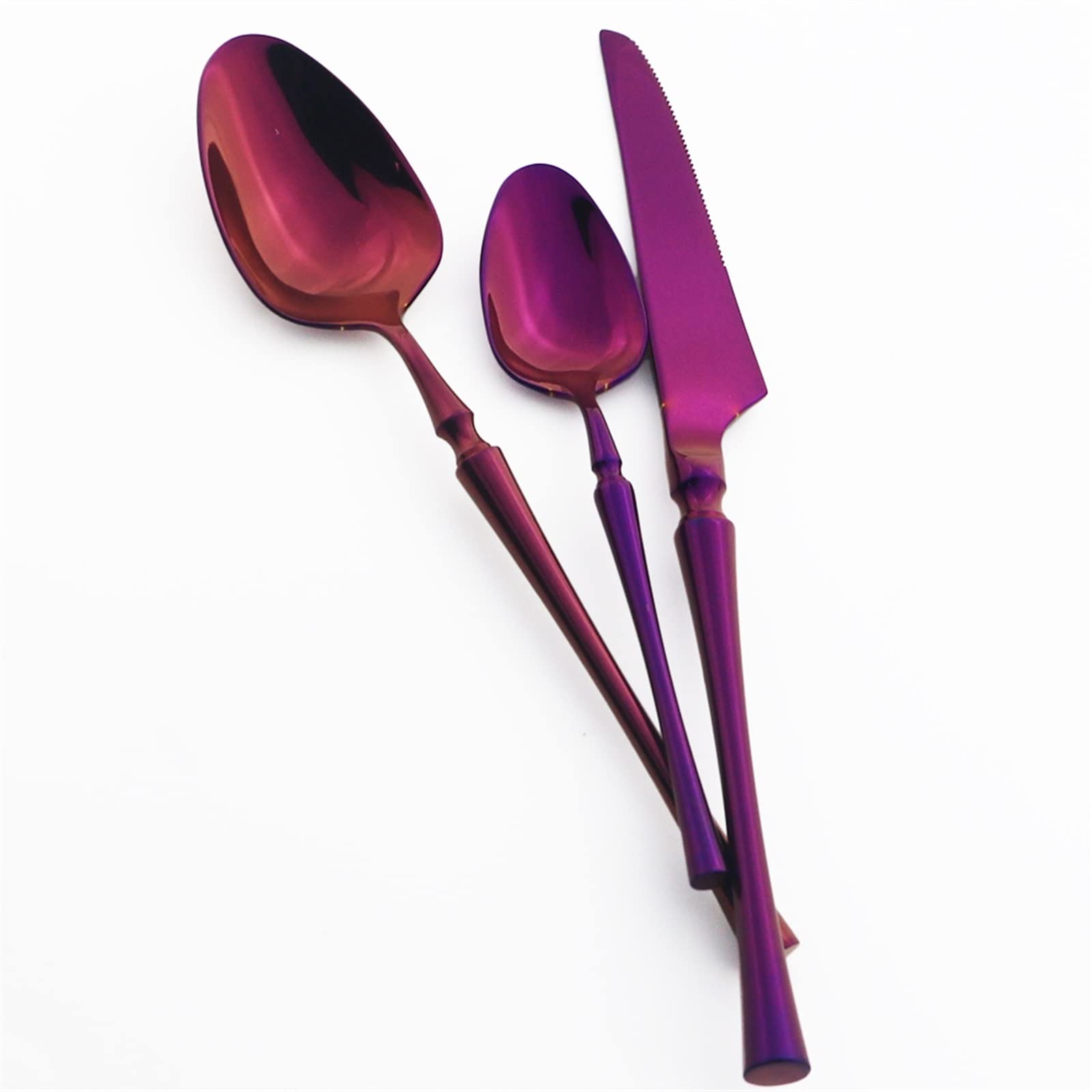 24 unids/set de vajilla negra, cubiertos de comida, mesa de acero inoxidable 304, tenedor de cena, cuchillo, juego de cuchara de café, juegos de vajilla de cocina for el hogar (Color : Black)