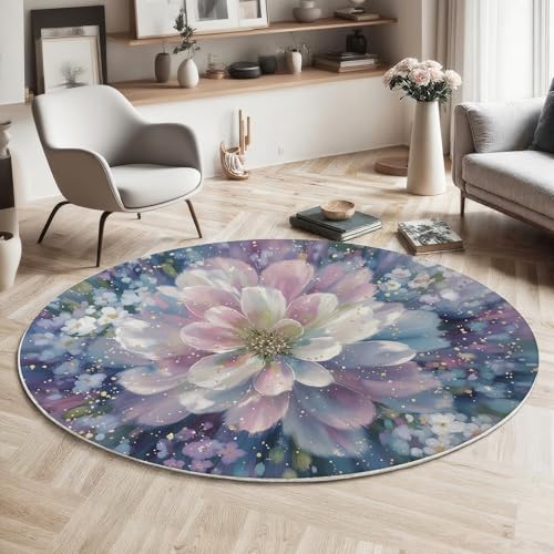 Tapis rond 200cm aux reflets dorés et finitions haut de gamme - 3