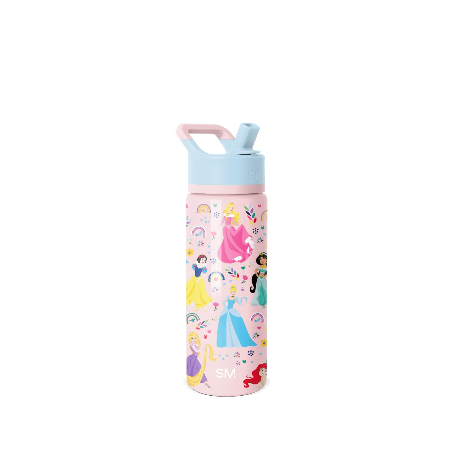 Simple Modern Kids Summit Water Bottle with Straw Lid Disney Princess 18oz Stainless Steel Cup Insulated Tumbler for
