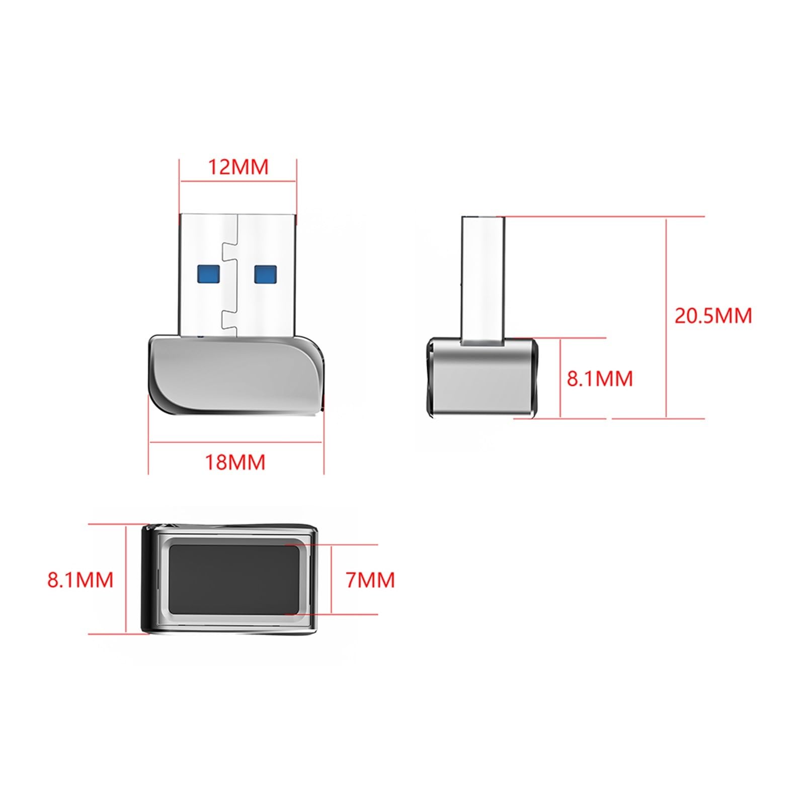 Lector De Huellas Dactilares USB, Módulo De Desbloqueo De Huellas Dactilares Mini De Aleación De Zinc, Seguro, Multilingüe, Operación Conveniente, Portátil For Ordenadores Portátiles Y PC